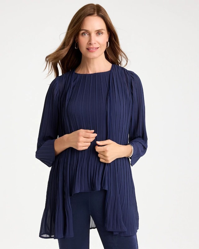 Travelers Pleated Chiffon Cardigan - image 1